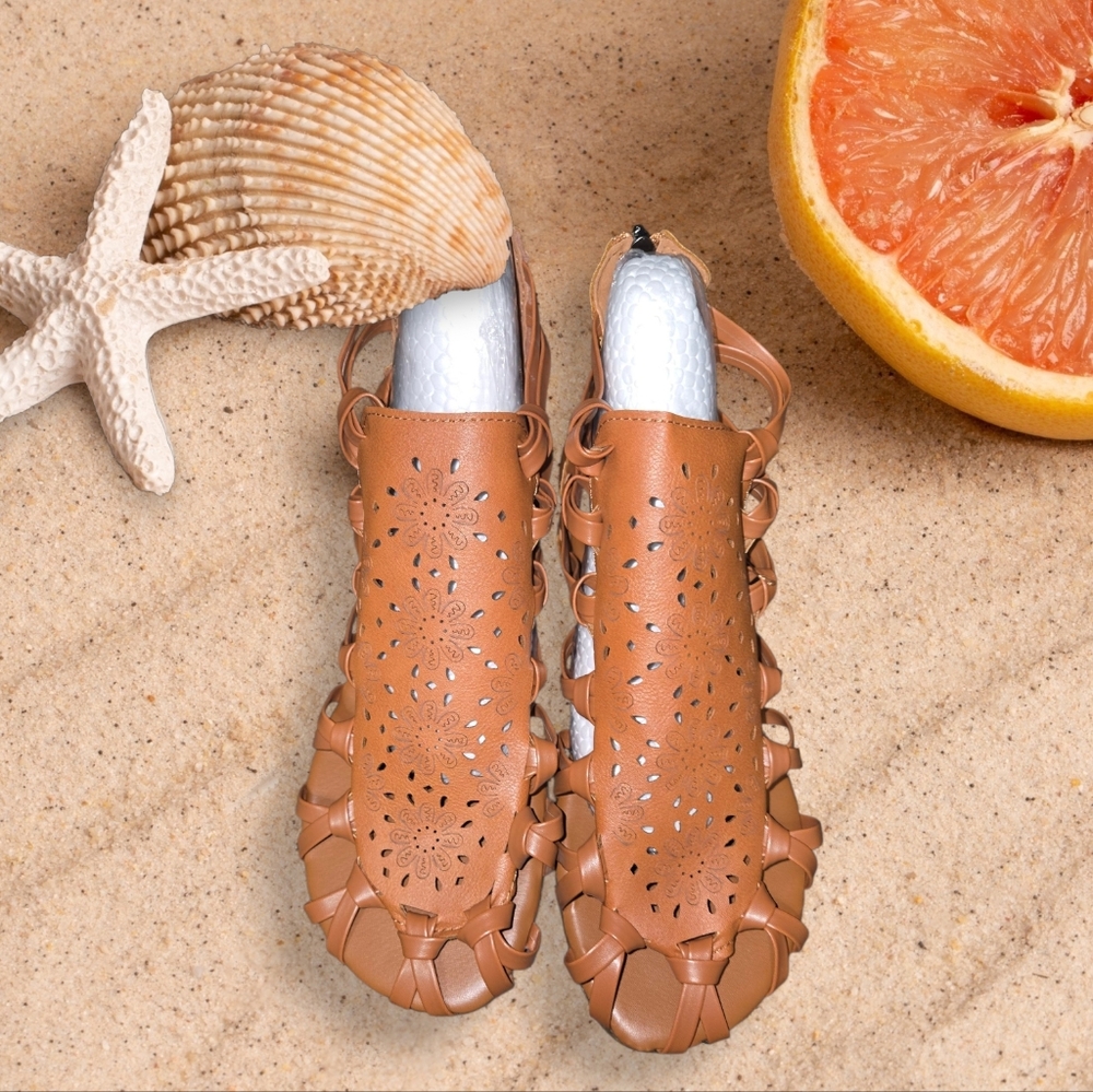 New! Elegant Tan Leather Women's Sandals
